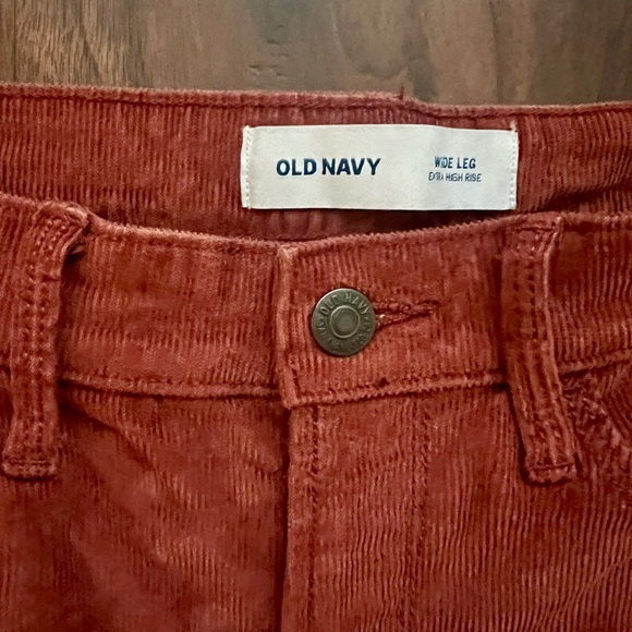 Old Navy Corduroy Pants Extra High Rise Sky-Hi Wide Leg Amber Brick Red Size 6 - Picture 4 of 7
